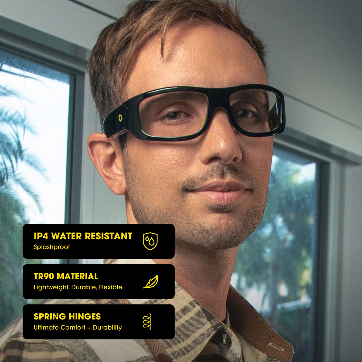 Armor Smart Safety Eyewear Powered by Lucyd - Black