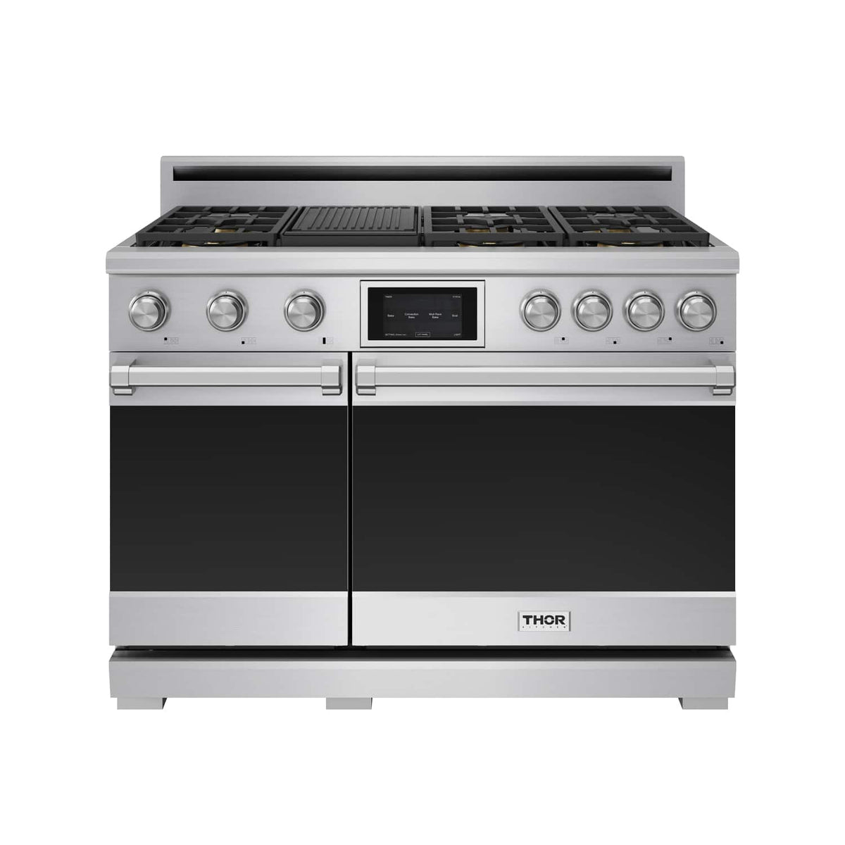 Thor Kitchen - 48 in. Wide 7 Burner 7.6 Cu Ft. Freestanding Double Oven Dual Fuel Liquid Propane Gas Range - Stainless Steel