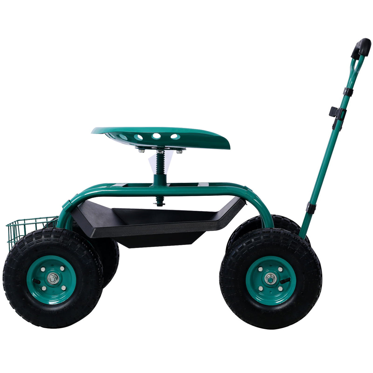 Rolling Garden Scooter Cart Seat With Wheels, 360 Swivel, Tool Tray