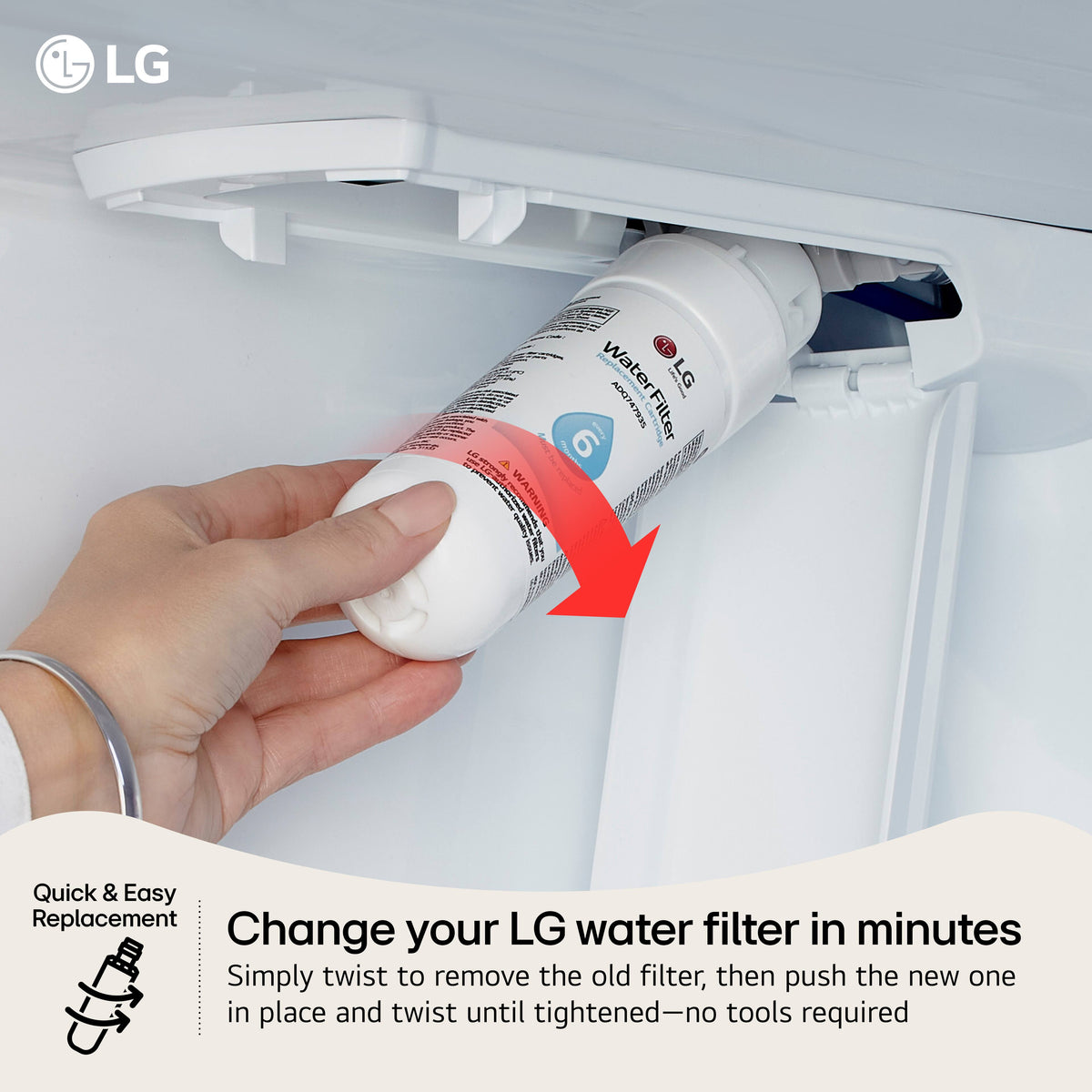 LT700P/LT700PC Water Filter for Select LG Refrigerators - White