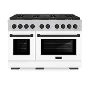 ZLINE - 48 in. Wide 8 Burner Autograph 6.7 cu. ft. Freestanding Paramount Dual Fuel DuoPro Range with White & Black Accents - White Matte