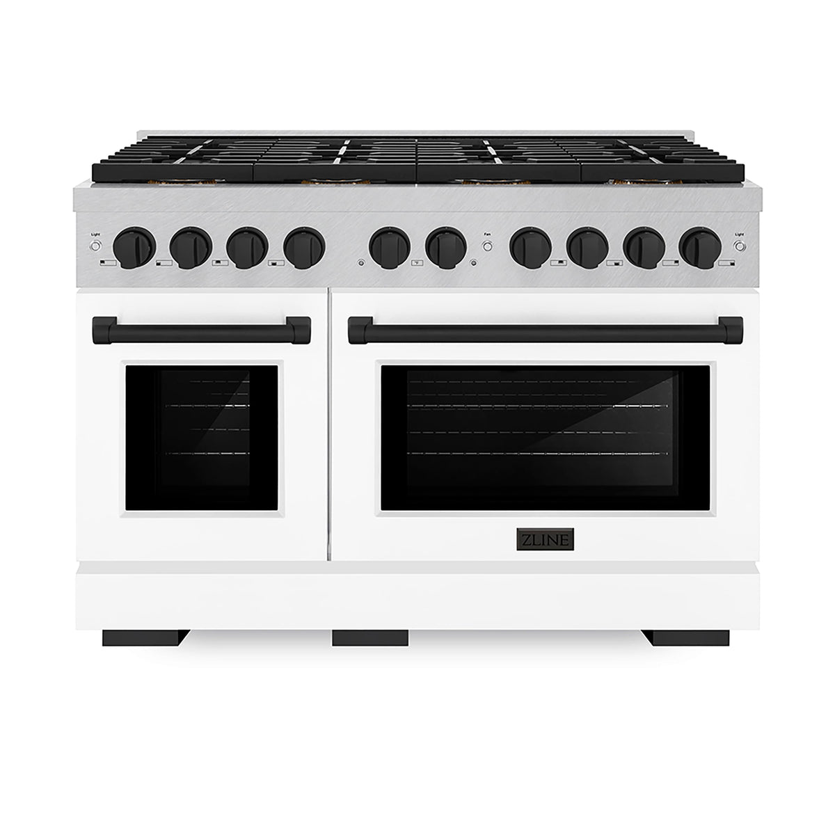 ZLINE - 48 in. Wide 8 Burner Autograph 6.7 cu. ft. Freestanding Paramount Dual Fuel DuoPro Range with White & Black Accents - White Matte