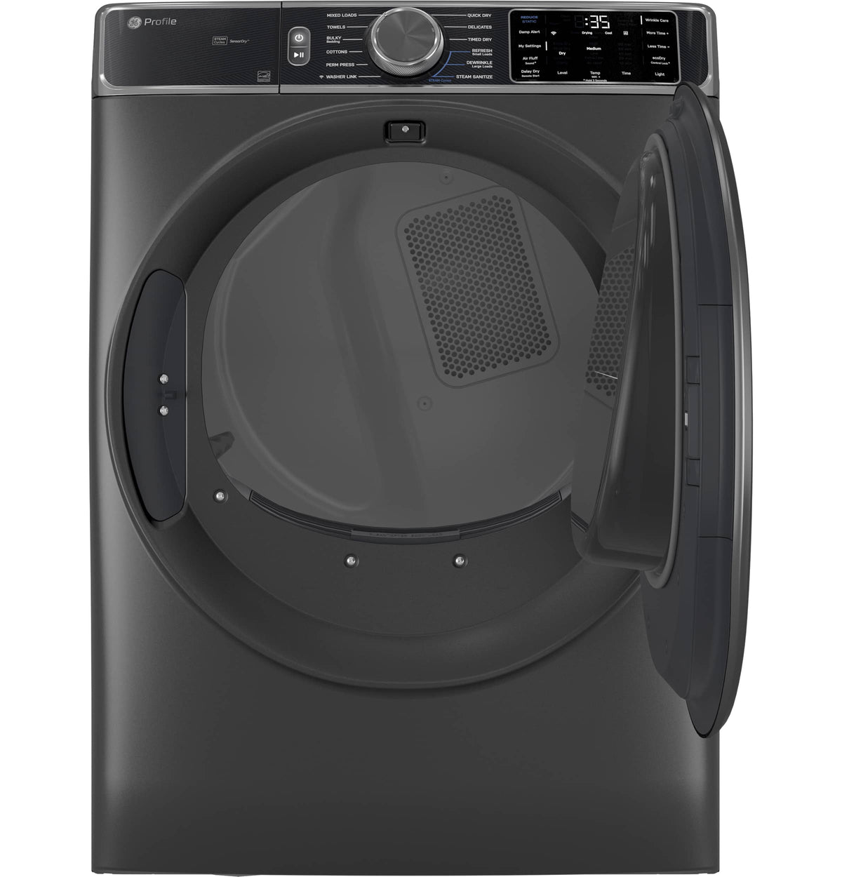 GE Profile - 7.8 Cu. Ft. Stackable Smart Electric Dryer with Steam and Sanitize Cycle - Carbon Graphite