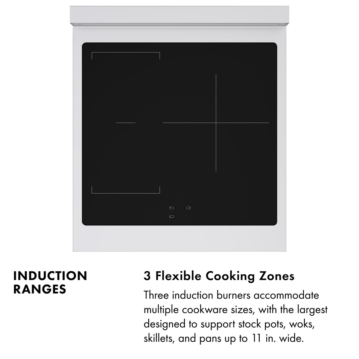 ZLINE - 24 in. 3.2 cu. ft. Paramount Freestanding Induction Range with 3 Burners and Electric Oven with Door - Black Matte