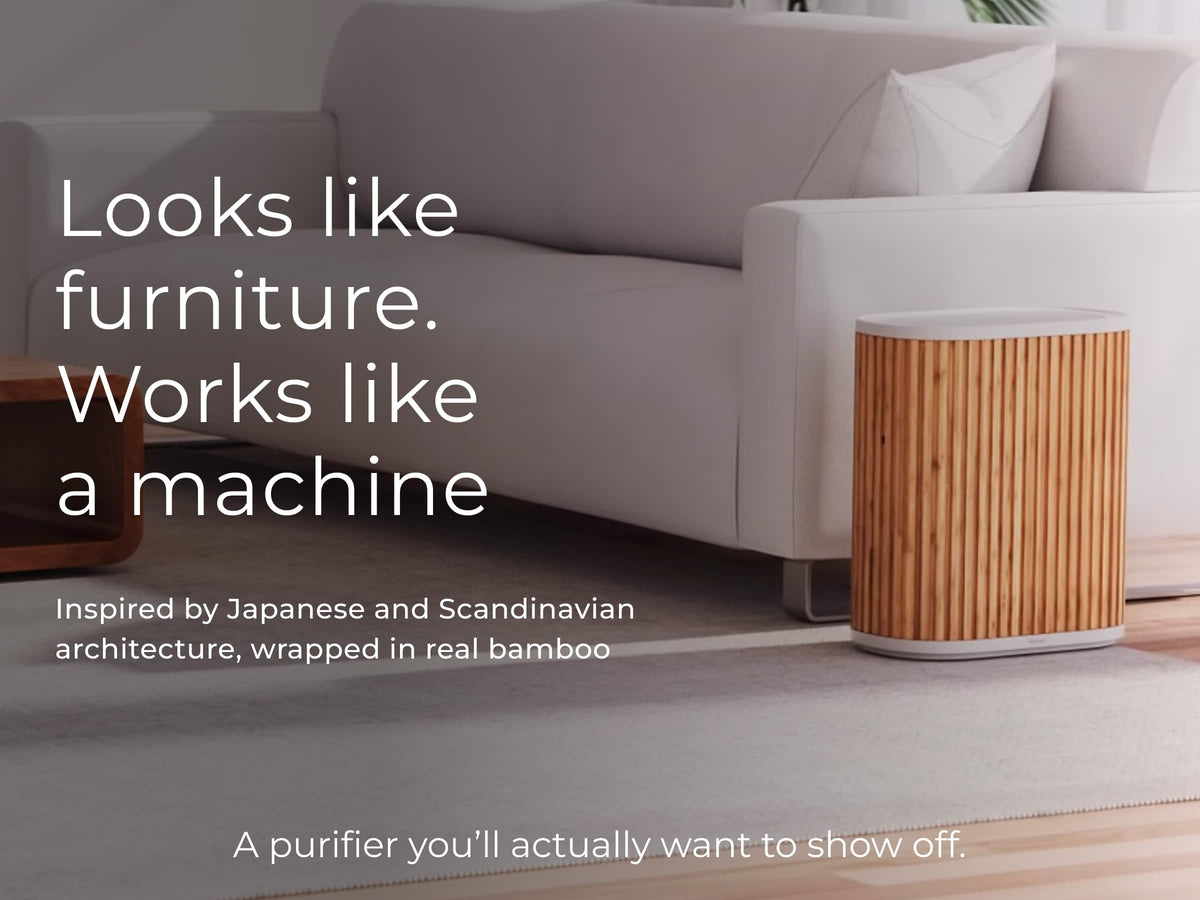 The Windmill Air Purifier Max, Smart 3-in-1, Ultra-Quiet, Medical Grade HEPA, Large Rooms up to 1950 Sq Ft - Bamboo