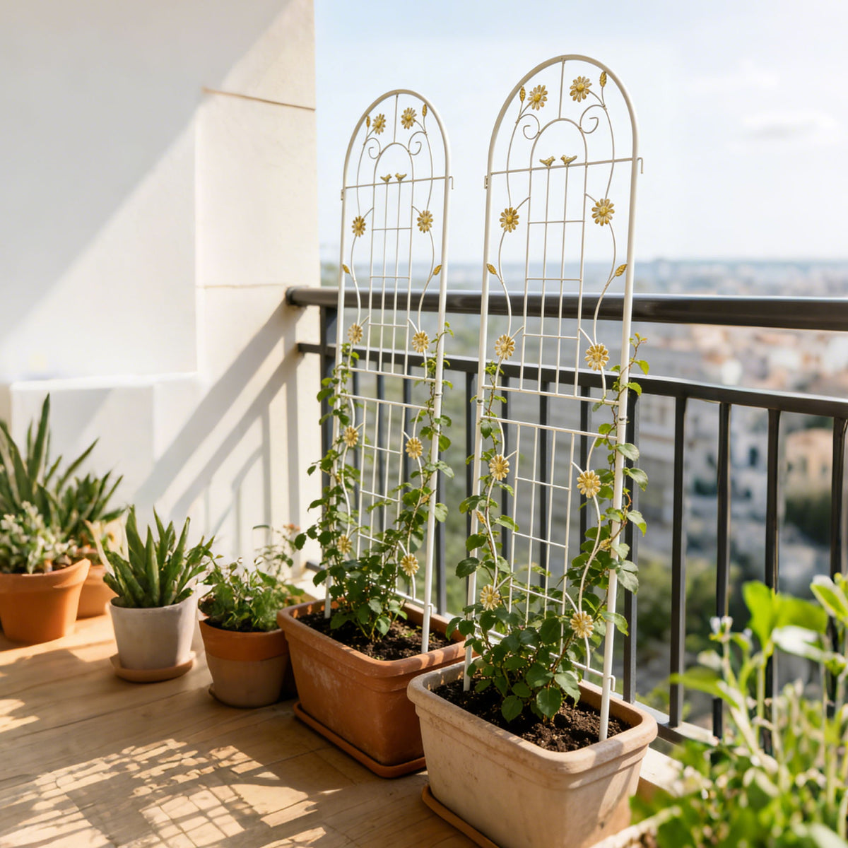 Enrejado de metal para jardín, enrejado inoxidable para plantas trepadoras, soporte para flores de exterior