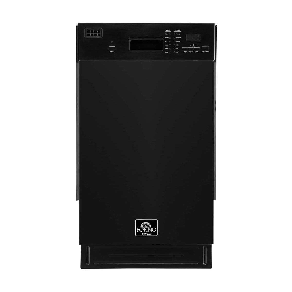 Forno Appliances - Polo 18" Compact Front Control Built-In Stainless Steel Tub Dishwasher, 52dBA - Black