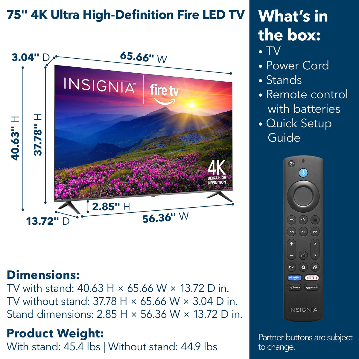Insignia™ - 75-inch Class F50 Series LED 2160p 4K UHD Smart Fire TV