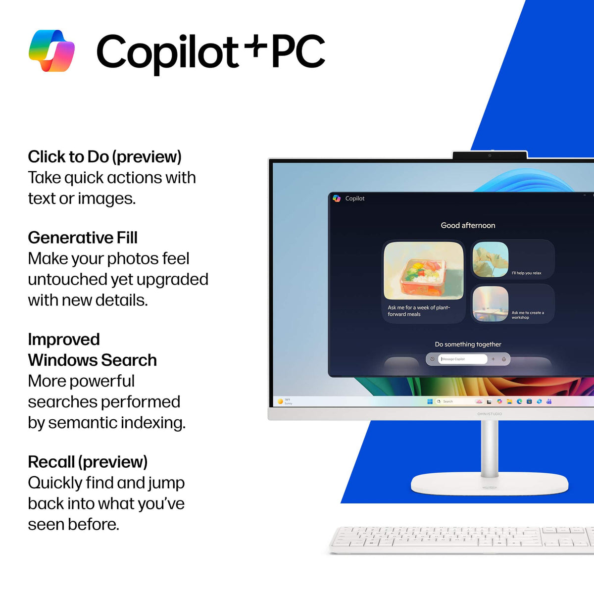 HP - OmniStudio 27" Full HD Touchscreen All-in-One w/ Adjustable Height - Intel Core Ultra 7 - 16GB Memory - 1TB SSD - Cotton White