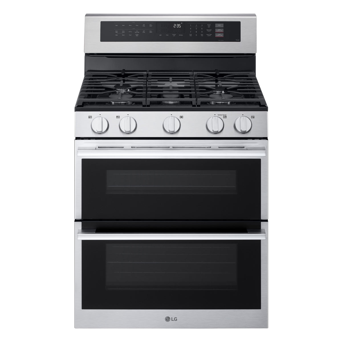 LG - 30-in Wide 6.9 Cu. Ft. Slide-In Double Oven Gas True Convection Smart Range with 5 Burners and UltraHeat 20K BTU Burner - Stainless Steel