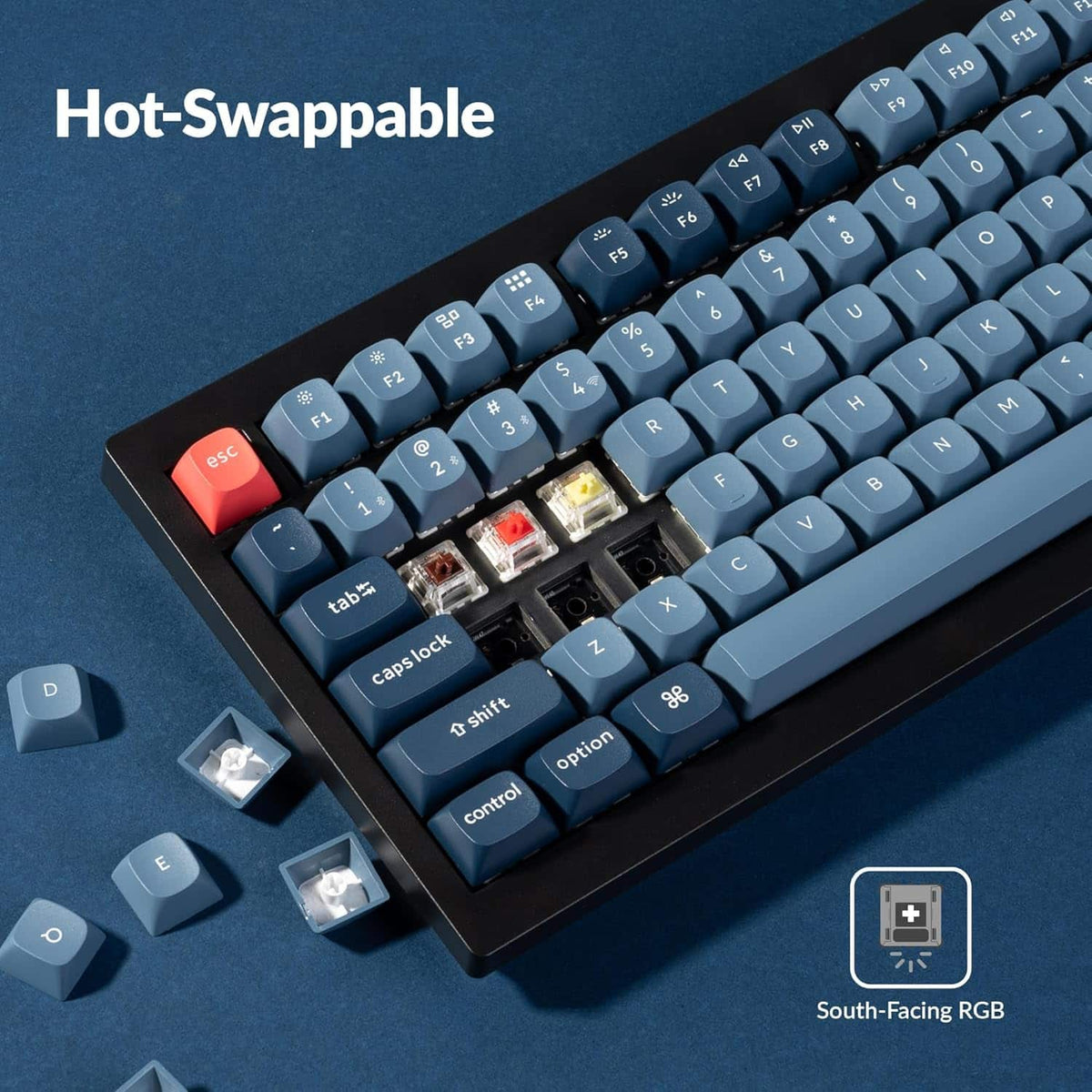 Keychron - V1 Max 75% Custom Wireless RGB Mechanical Keyboard with Programmable QMK/VIA Hot-Swappable Red Switch - Black