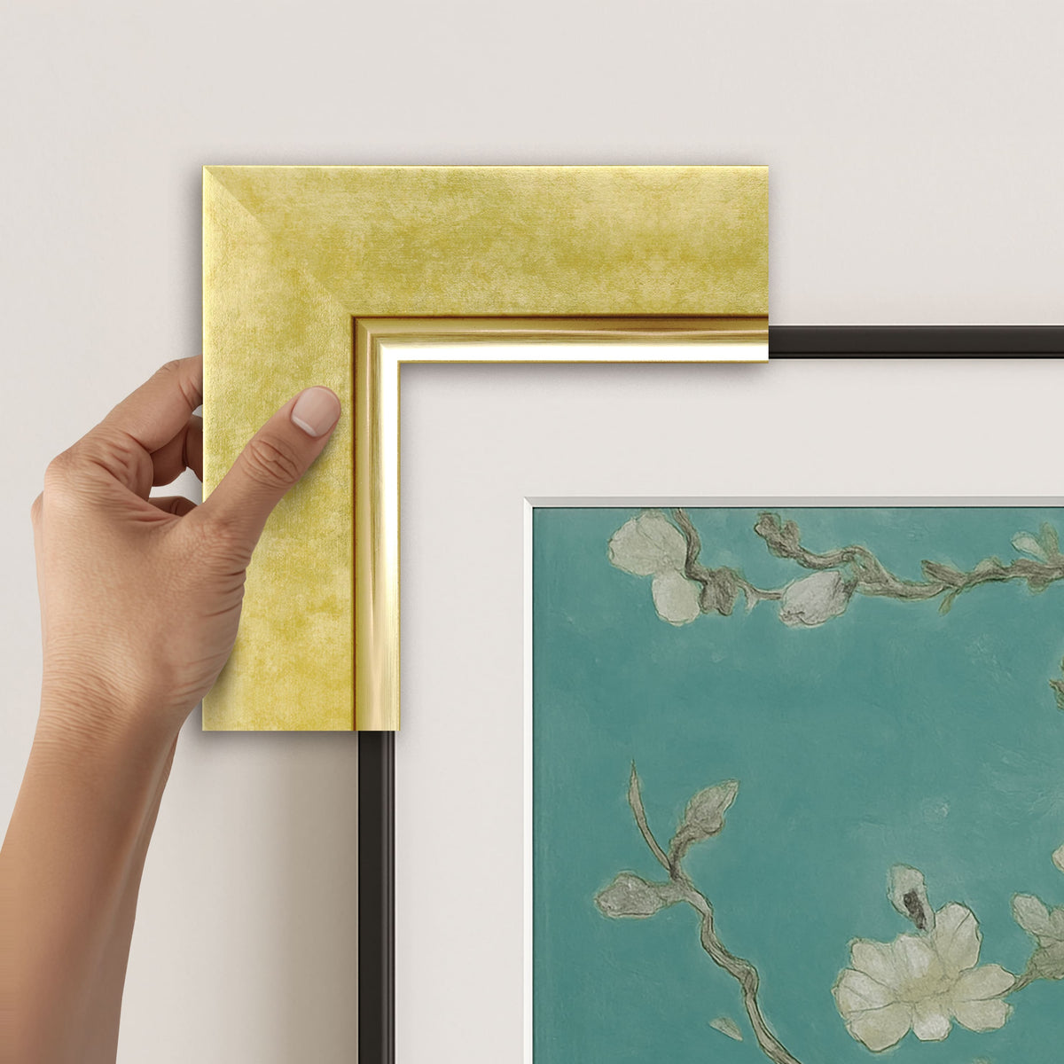 Deco TV Frames - Premiere Bezel for Samsung The Frame and Frame Pro TV - Contemporary Gold