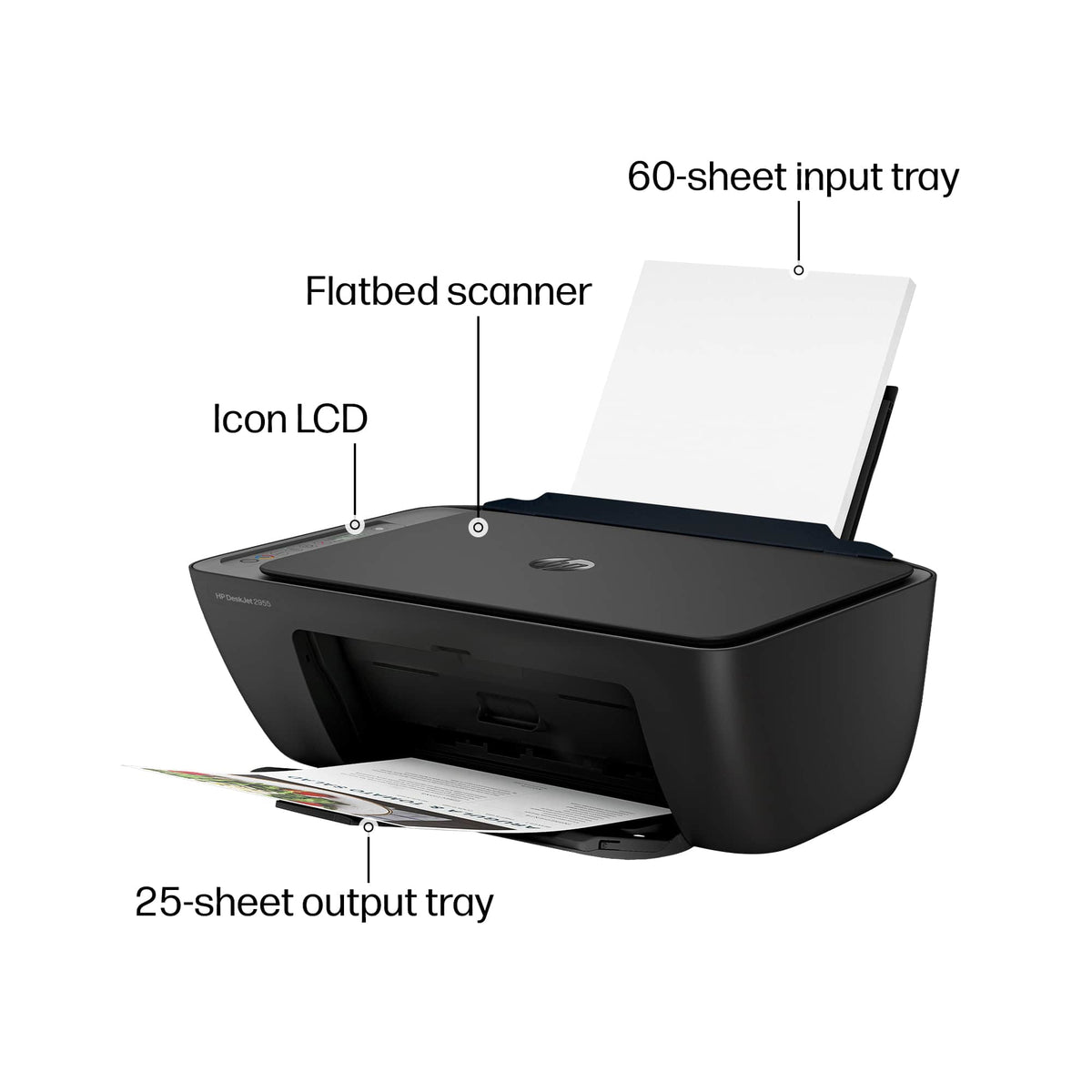 HP - DeskJet 2955 Wireless AI-Enabled All-in-One Inkjet Printer with 3 Months of Instant Ink - Black