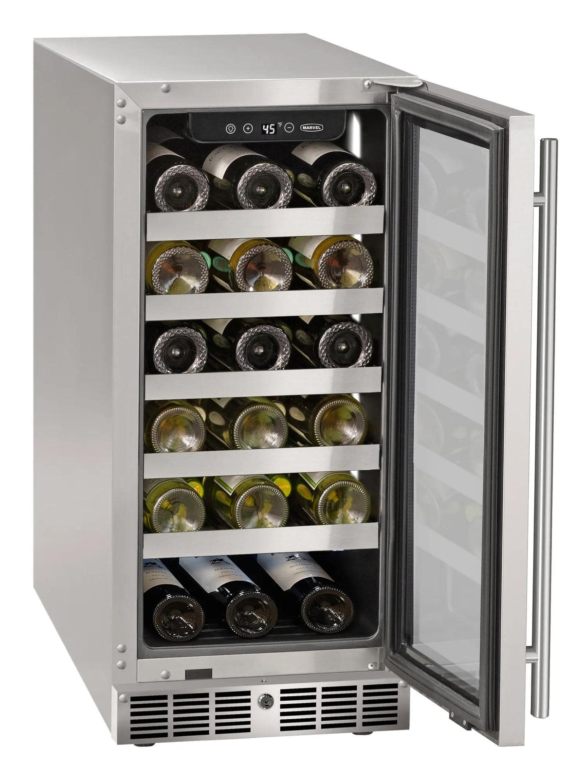 Marvel - 15"W. 3.0 Cu.Ft. Built-In Wine Refrigerator- Frame/Glass - Stainless Steel