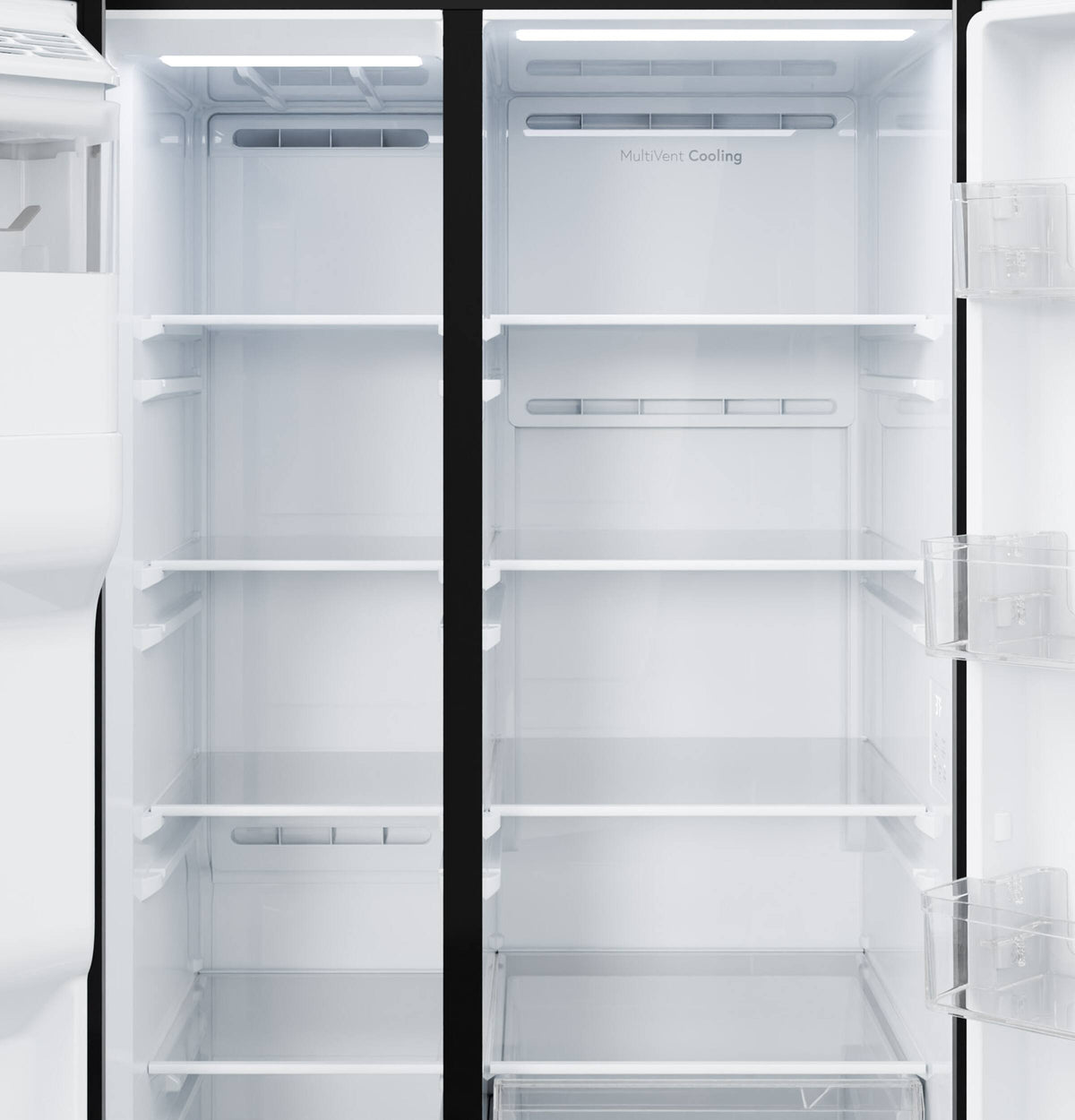 GE - 36 in. Wide 23.6 Cu. Ft. Freestanding Counter-Depth Side-By-Side Refrigerator ith Extra Tall Water and Ice Dispenser - Black