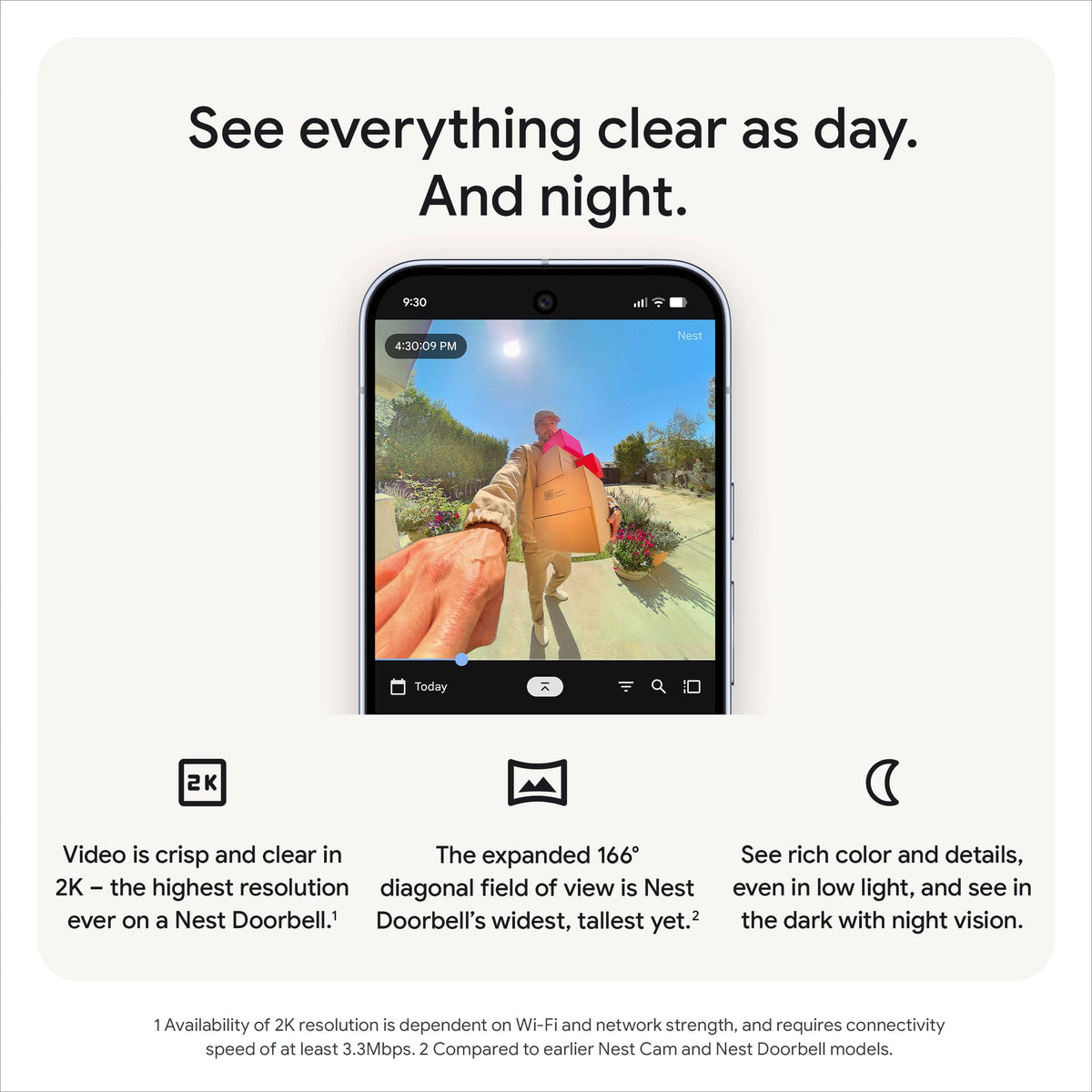 Google - Nest Doorbell (wired, 3rd gen) - Latest Model - 2K Video and Gemini - Hazel