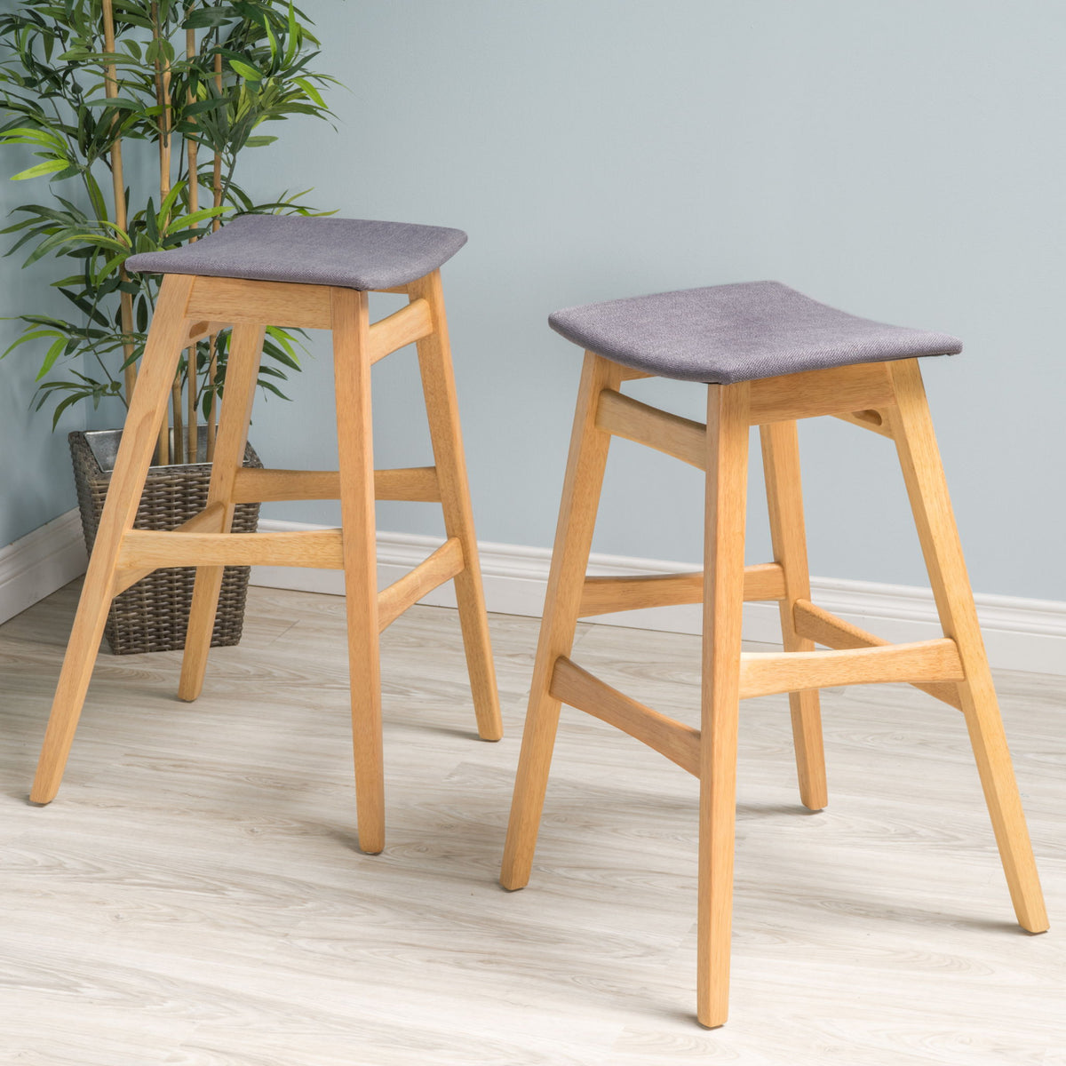 Modern Bar Stool Set With Upholstered Seating
