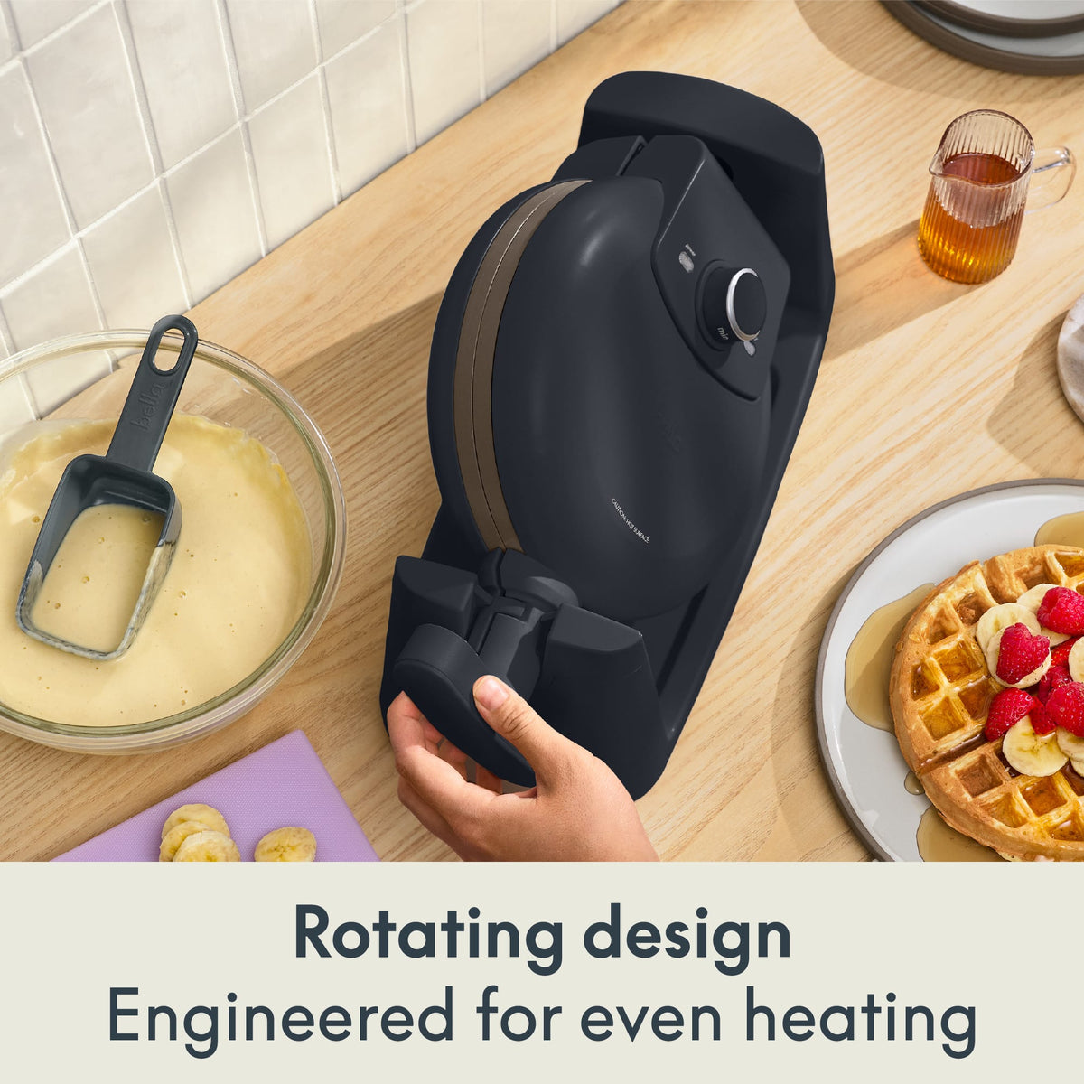 Bella - GOLDEN Rotating Belgian Waffle Maker - Slate