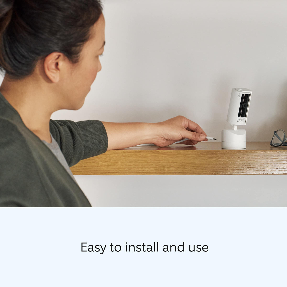 Ring - Pan-Tilt Indoor Security Cam with 360° Horizontal Pan Coverage, Live View & Two-Way Talk, and HD Video - White