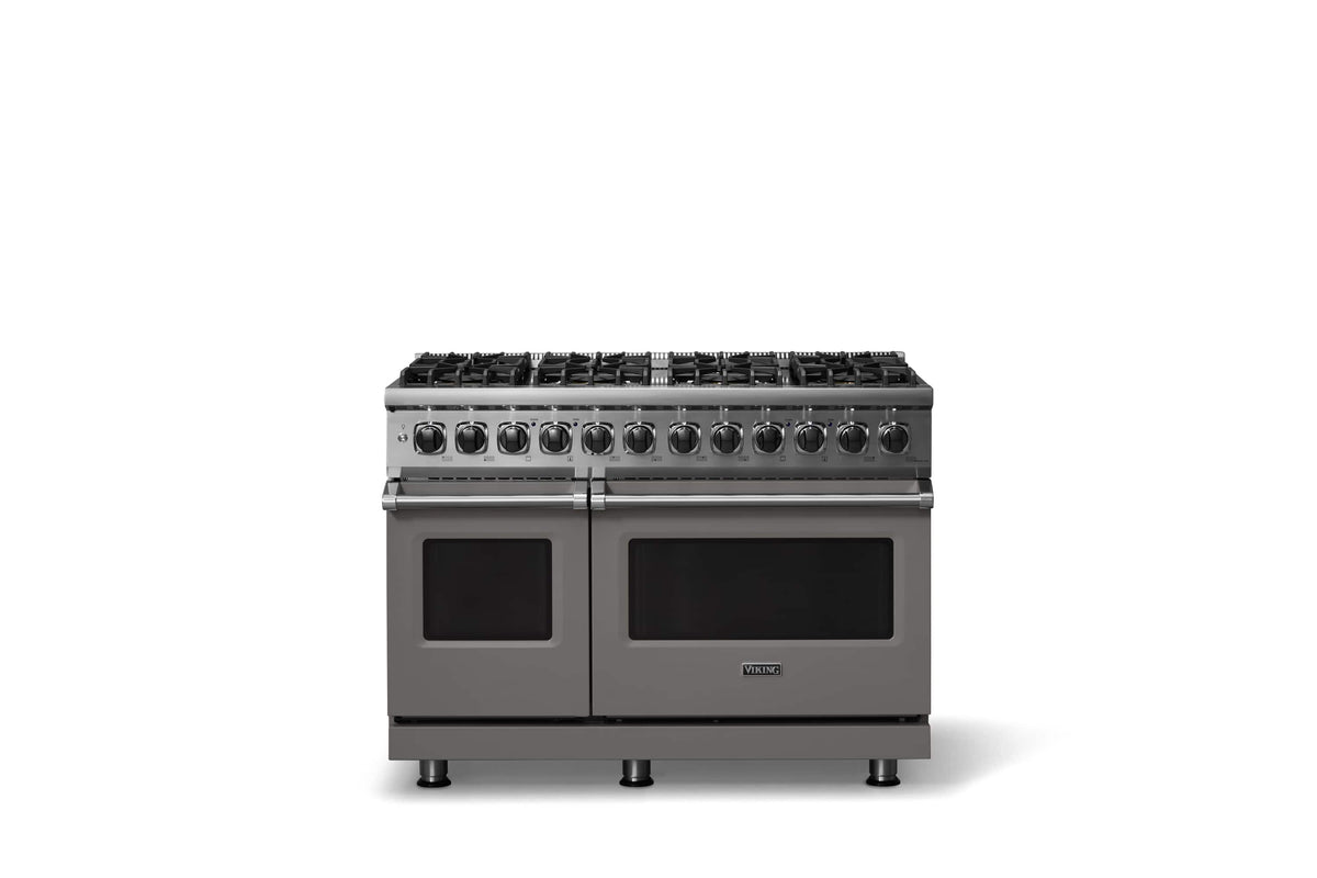 Viking - 48 in. Wide 8 Burner 5-Series Gas Open Burner Range - Damascus Gray