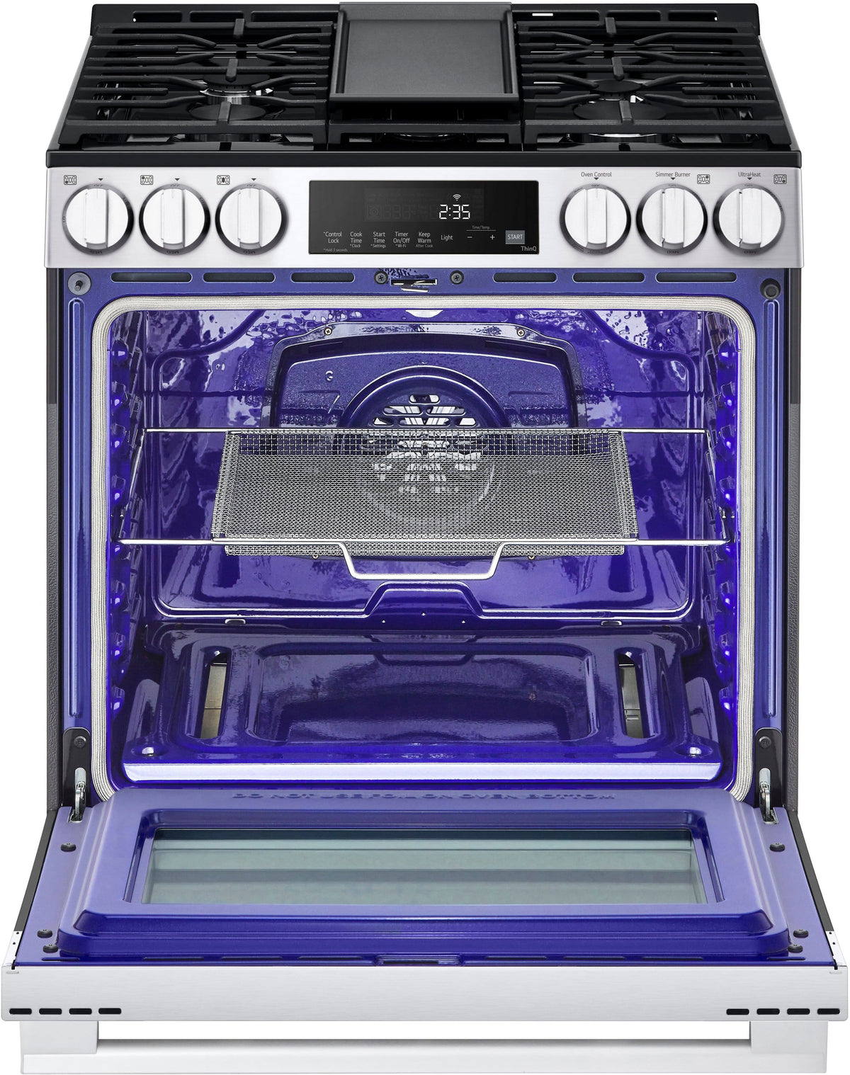 LG - 30-in Wide 5.8 Cu. Ft. Slide-In Gas True Convection Smart Range with 5 Burners, Air Fry and UltraHeat 20K Burner - Stainless Steel