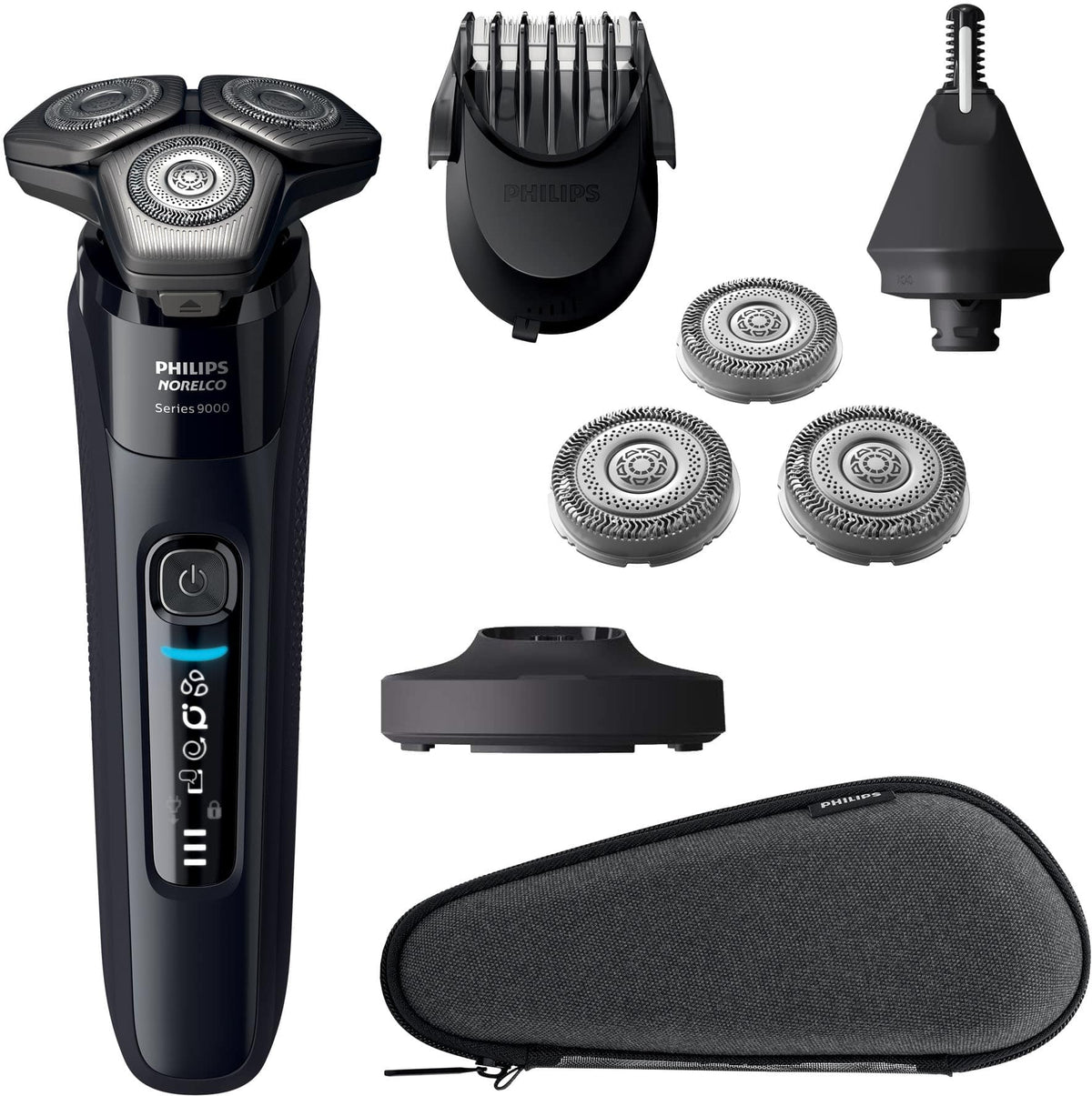 Philips Norelco - Rechargeable Electric Shaver 9600 with Extra Shave Heads Included S9507/87 - Black