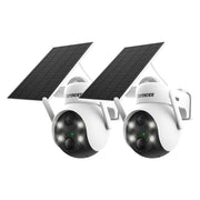 Defender - Solar Powered 4K AI Everwatch Wireless Security PTZ Camera with 3W Solar Panel, AI Detection, 2 Pack - White