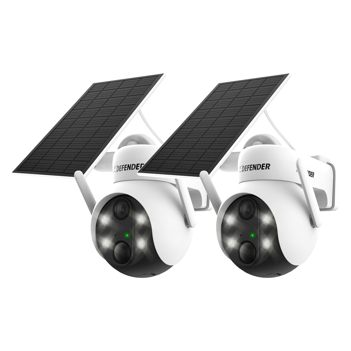 Defender - Solar Powered 4K AI Everwatch Wireless Security PTZ Camera with 3W Solar Panel, AI Detection, 2 Pack - White