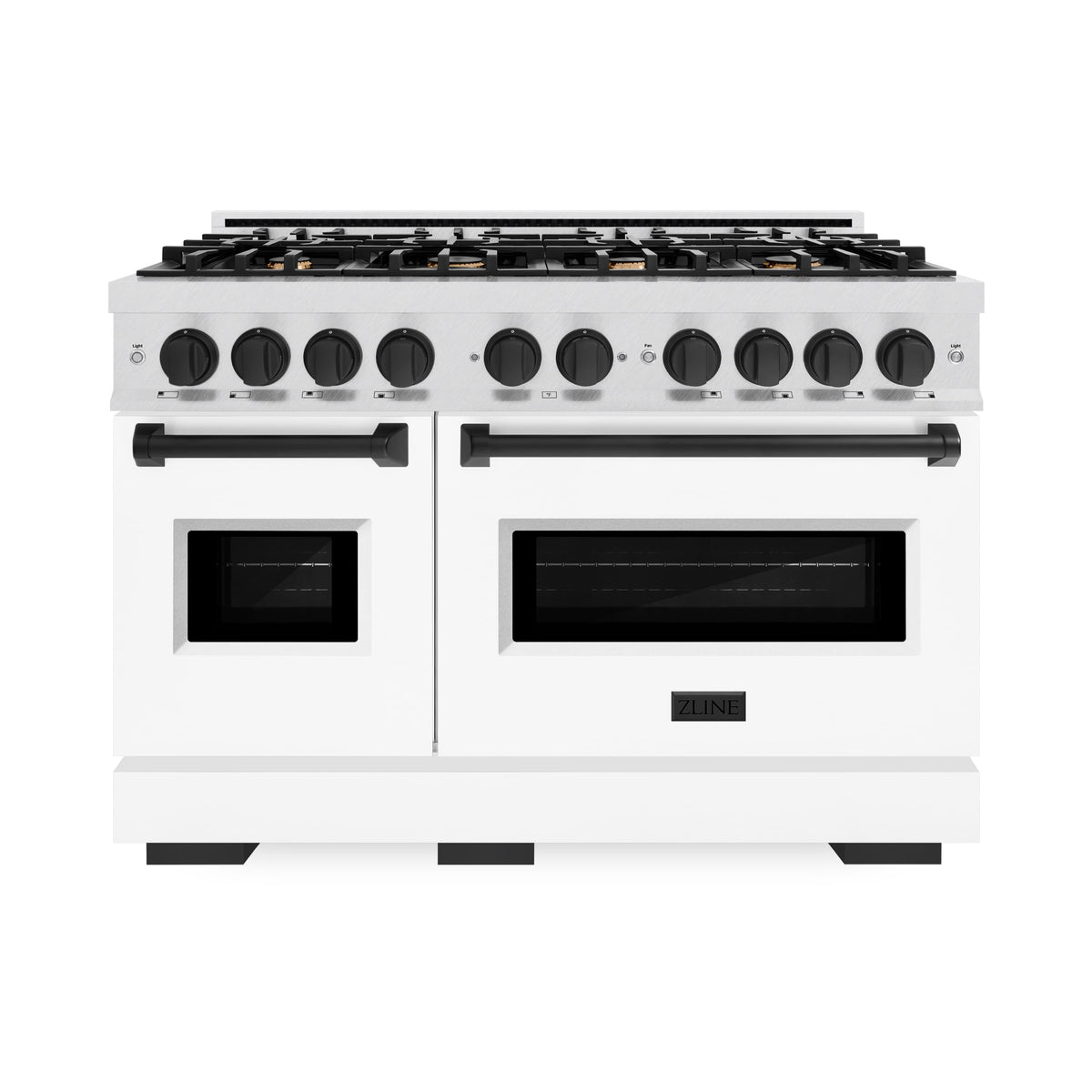 ZLINE - 48 in. Wide 8 Burner Autograph Classic Gas Range with Black Accents (CGRSZ-WM-48-MB) - White