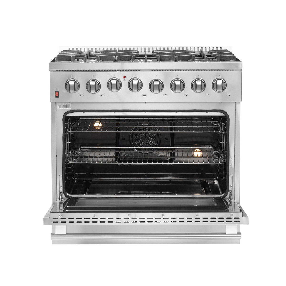 Forno Appliances - 36 in. Wide 6 Burner Galiano Alta Qualita 5.36 Cu. Ft. Freestanding Dual Fuel Range with Convection Oven - Silver