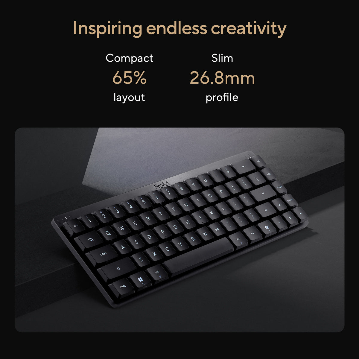 ASUS - ProArt KD300 65% Wireless Mechanical RGB Keyboard with RX Red Low-Profile Switches - Black