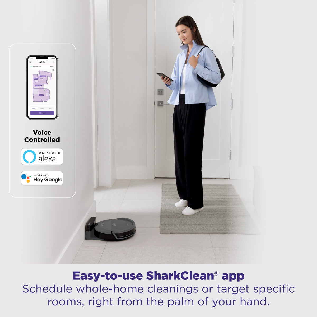 Shark - Navigator Robot Vacuum with SmartPath Navigation and Self-Cleaning Brushroll - Steel Grey