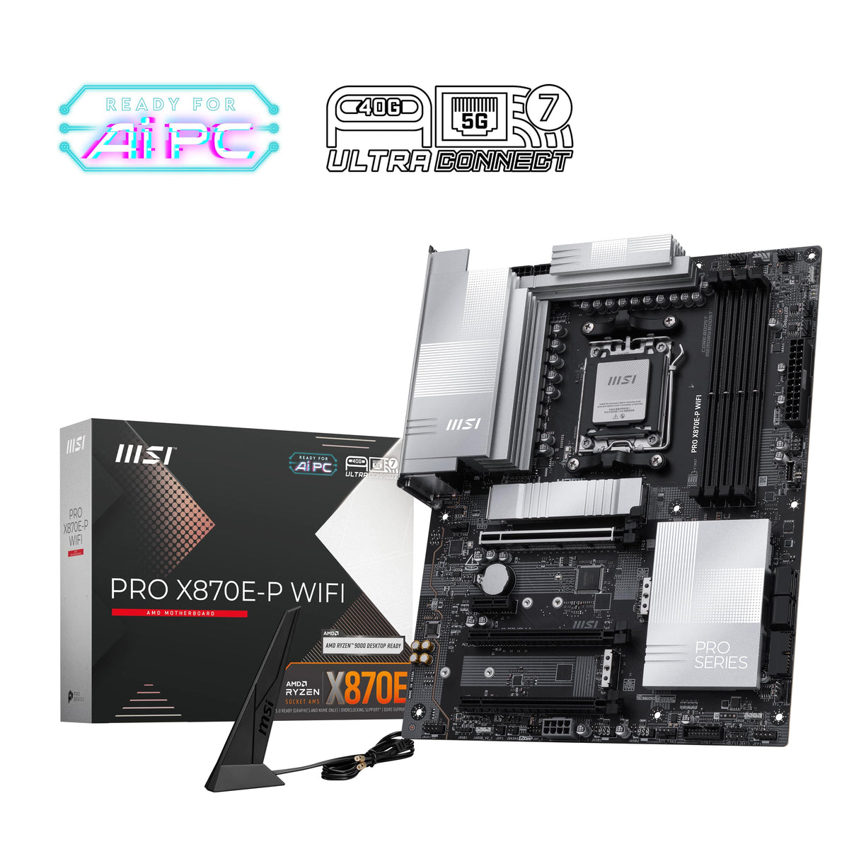 MSI - PRO X870E-P WIFI (Socket AM5) AMD X870E ATX DDR5 Wi-Fi 7 Motherboard - Gray