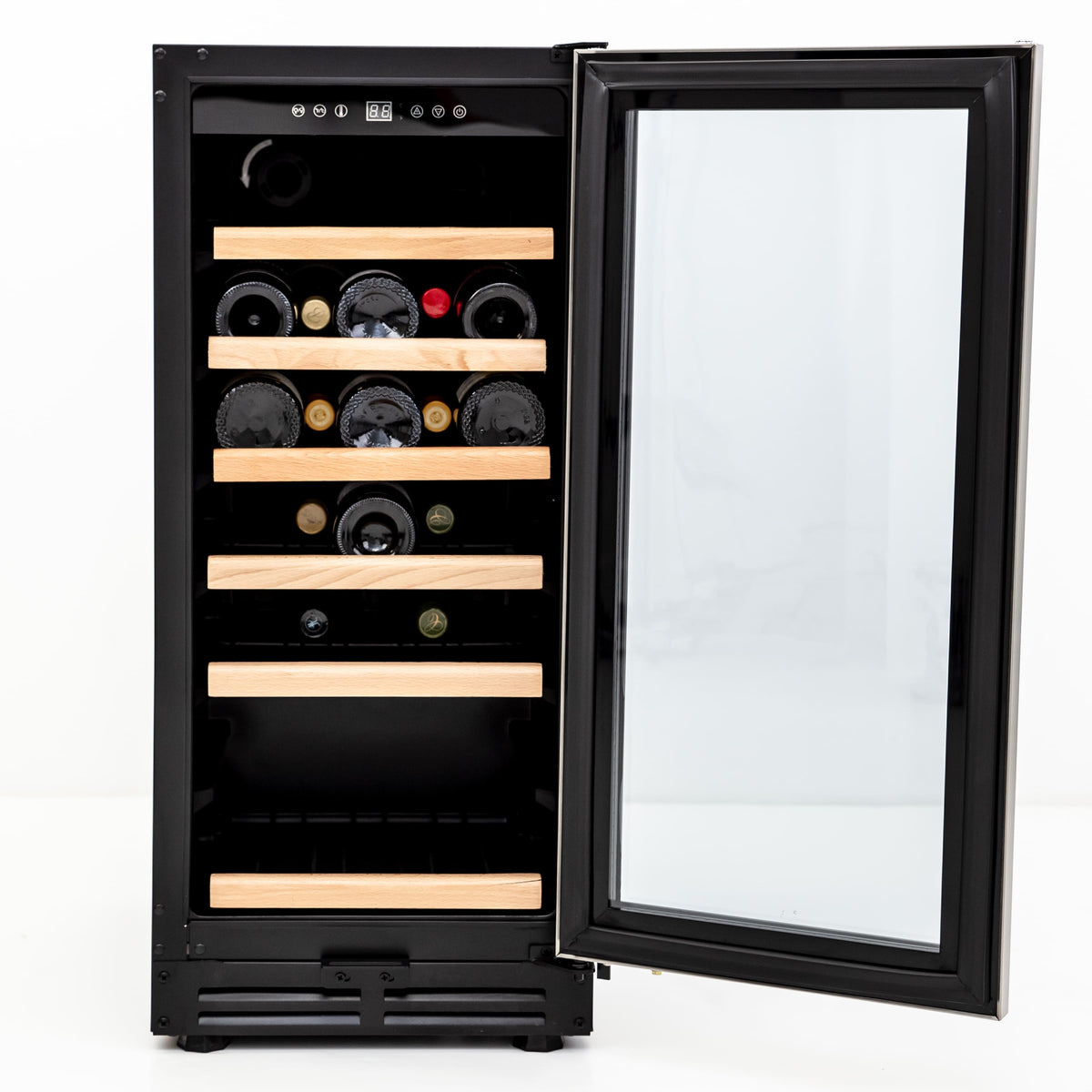 Avanti - Wine Cooler with Wood Accent Shelving, 30 Bottle Capacity, in Stainless Steel