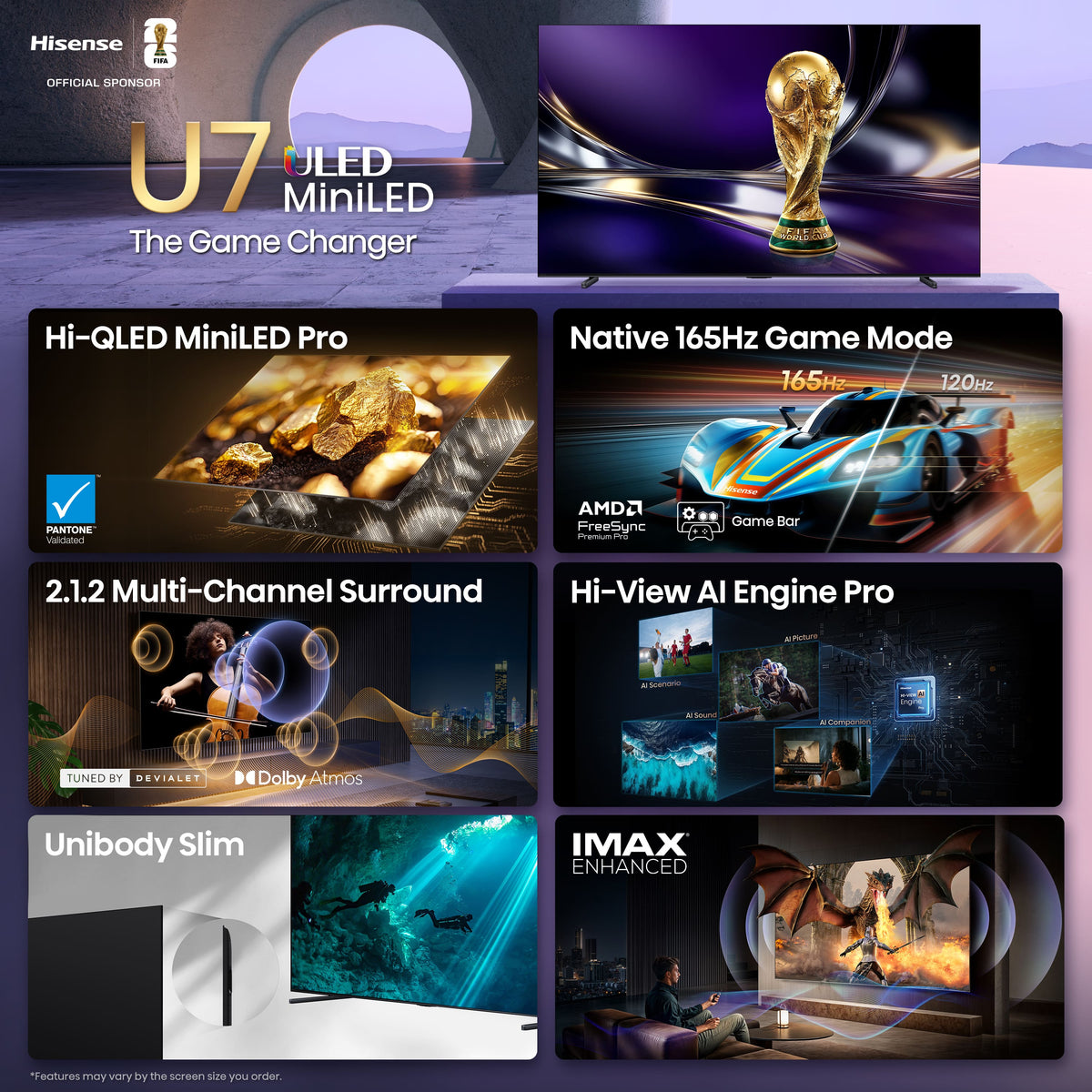 Hisense - 100" Class U7 Series MiniLED QLED UHD 4K Smart Google TV (2026)