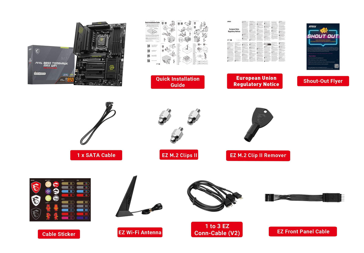 MSI - MAG B850 TOMAHAWK MAX WIFI (Socket AM5) AMD B850 ATX DDR5 Wi-Fi 7 Motherboard - Black