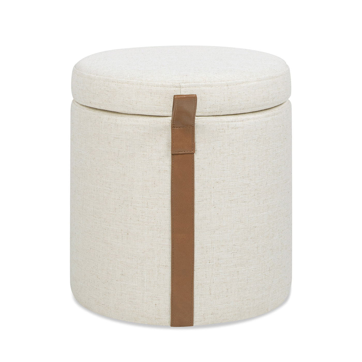 Brandy - Round Upholstered Storage Ottoman With Accent