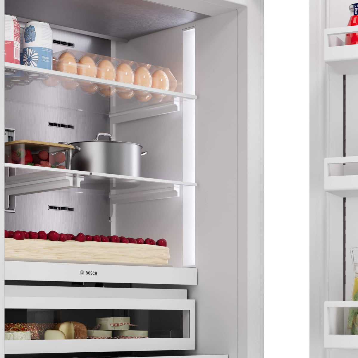 Bosch - Benchmark Series 30 in. Wide 16.5 Cu. Ft. Bottom Freezer Built-in Smart Refrigerator - Custom Panel Ready