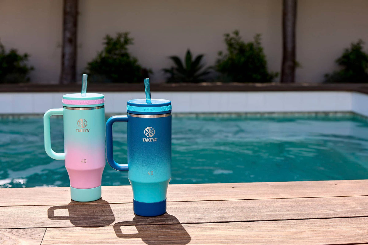 Takeya - 40-oz. Straw Tumbler with Handle - Ombre Dream