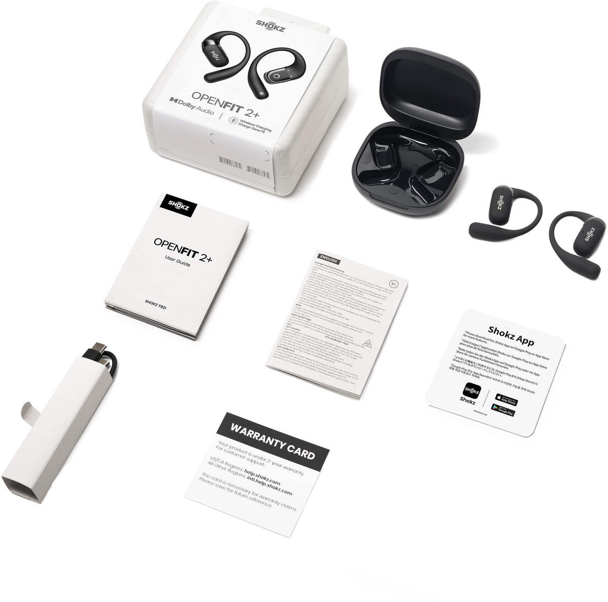 Shokz - OpenFit 2+ Open-Ear True Wireless Bluetooth Earbuds - Black