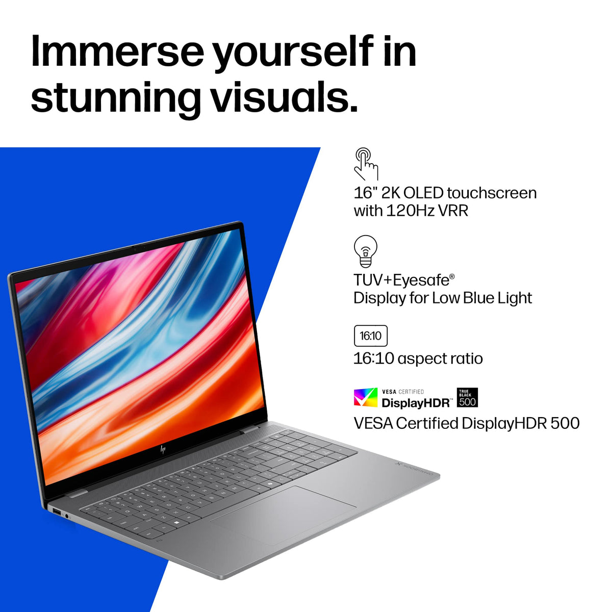 HP - OmniBook X – 16” 2K OLED Touchscreen Laptop – Intel Core Ultra X7 358H 2026 – 32GB Memory – 1TB SSD – Copilot+ PC - Meteor Silver