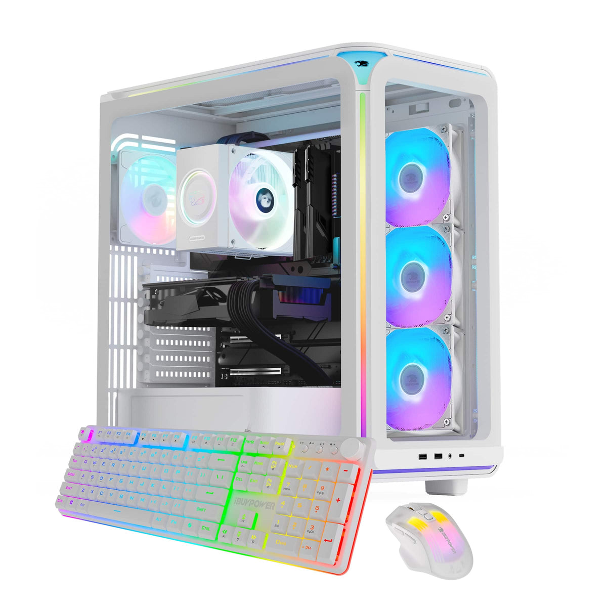 iBUYPOWER - Element Gaming Desktop PC AMD Ryzen 7 9700F 2025 NVIDIA GeForce RTX 5070 12GB 32GB DDR5 1TB NVMe SSD Storage - White