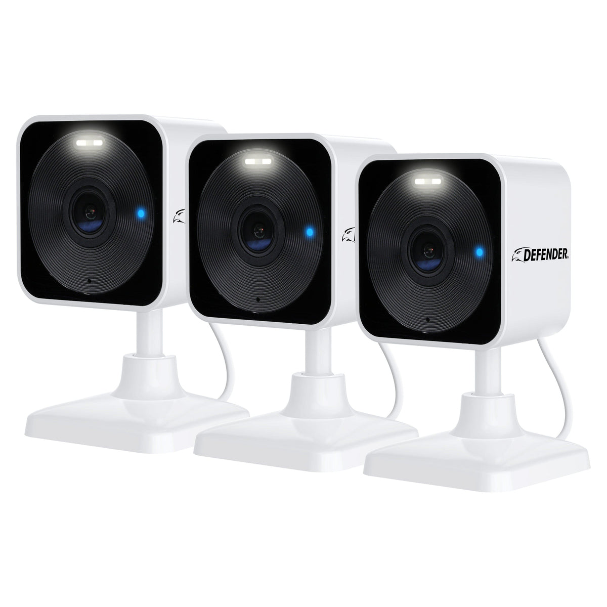 Defender - GO 2K AI POWERED Plug-in Power Indoor/Outdoor Home Security, Baby & Pet Camera - 3 Pack - White