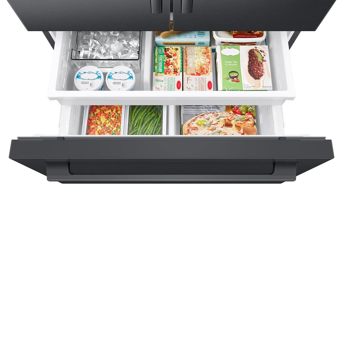 Samsung - 36 in. Wide Bespoke AI 30 cu. ft. 3-Door French Door Refrigerator with Zero Clearance Fit & In-Door Tall Water Dispenser - Matte Black Steel
