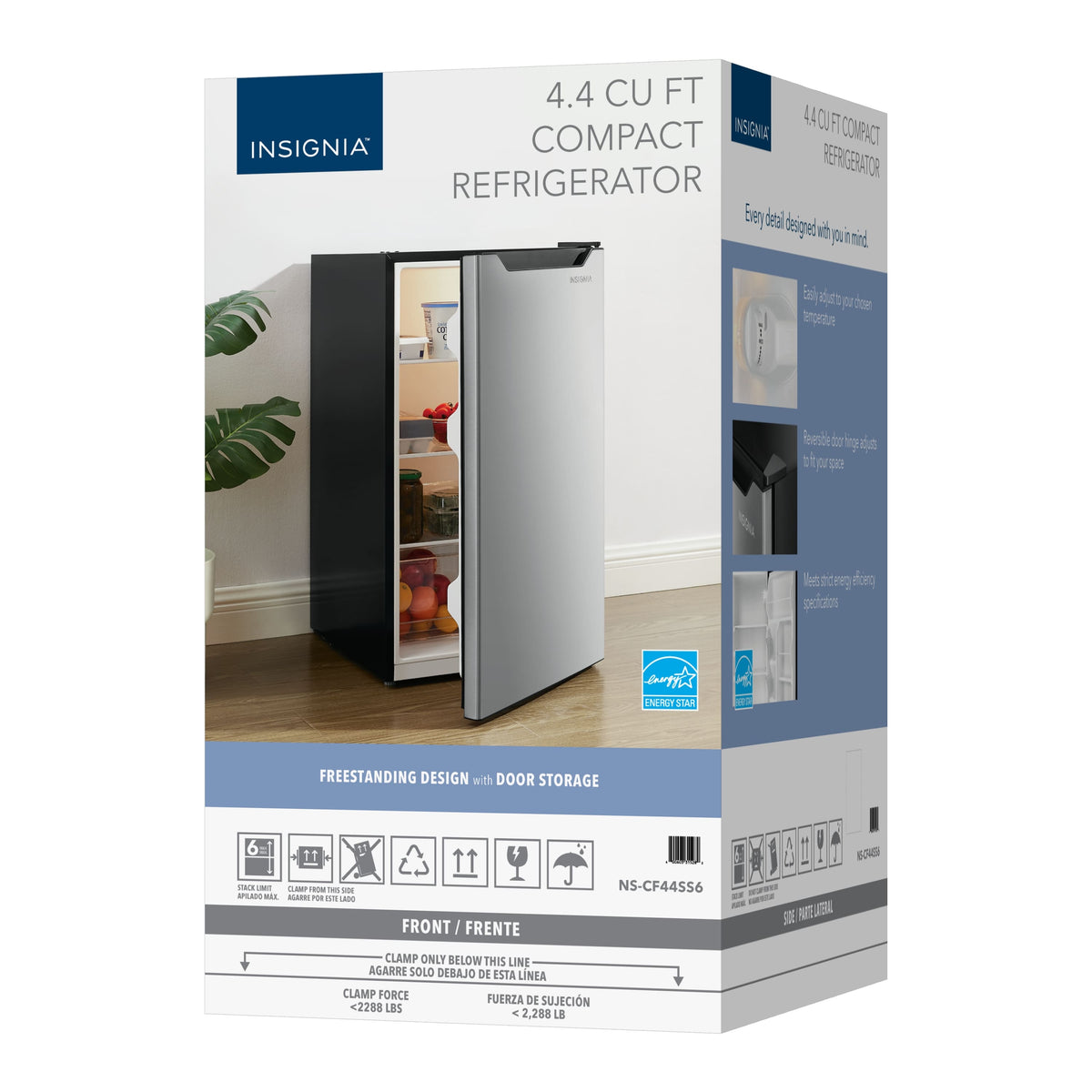 Insignia™ - 4.4 Cu. Ft. Mini Fridge with Door Storage and ENERGY STAR Certification - Stainless Steel
