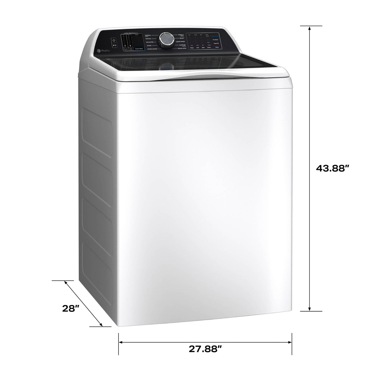 GE Profile - 5.4 Cu. Ft. High Efficiency Smart Top Load Washer with Smarter Wash Technology, Easier Reach & Direct Drive Motor - White