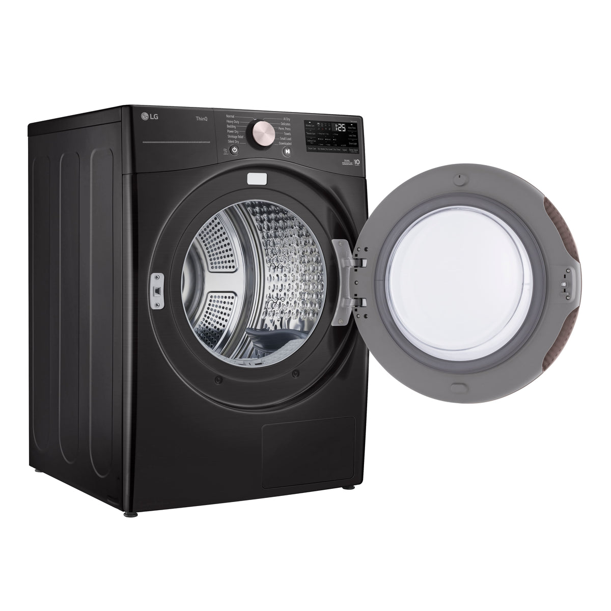 LG - 7.8 Cu. Ft. Stackable Smart Electric Dryer with Dual Inverter HeatPump Technology - Black Steel