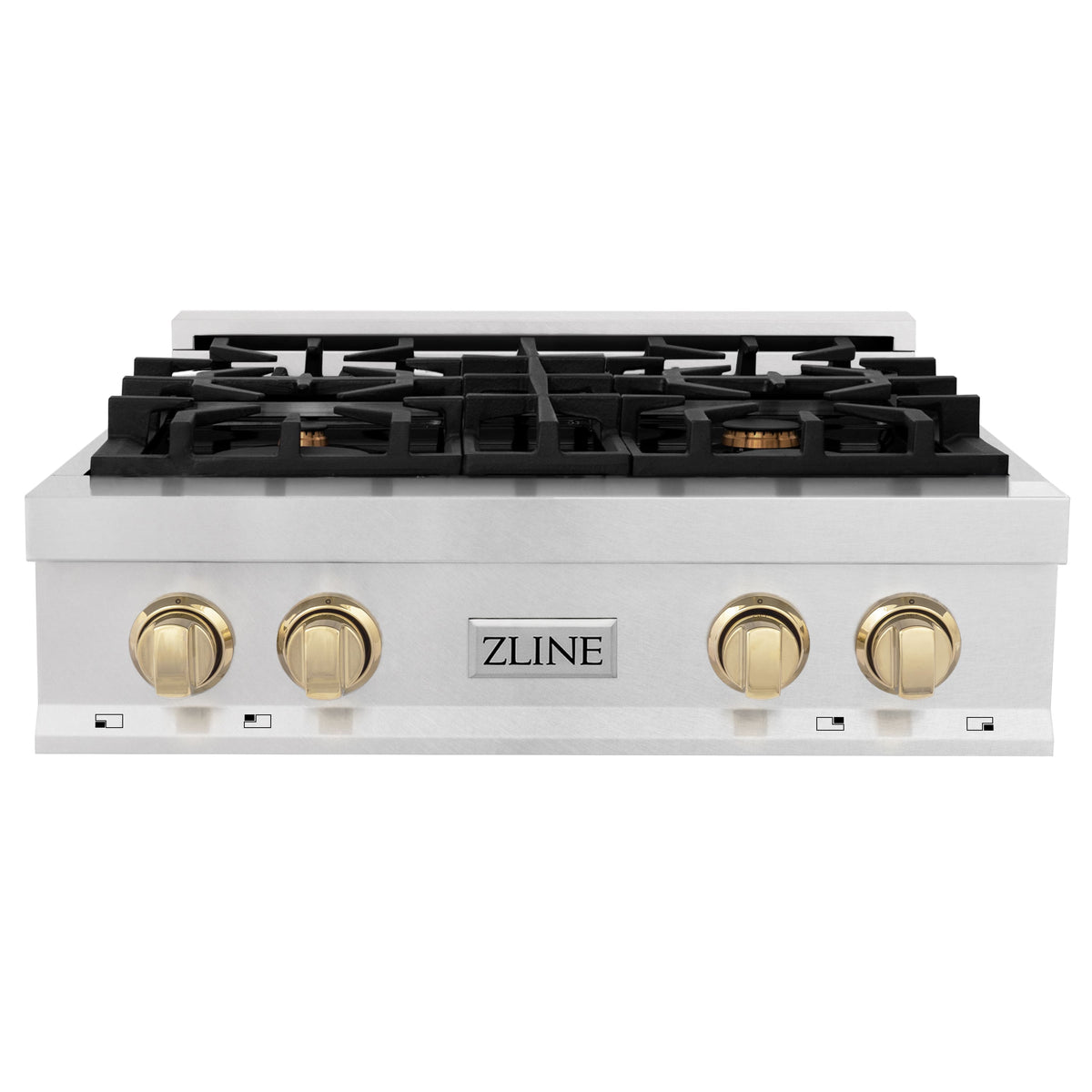 ZLINE - Autograph 30 in. Legacy Gas Rangetop with 4 Burners in Satin Steel with Gold Accents - Satin Stainless Steel