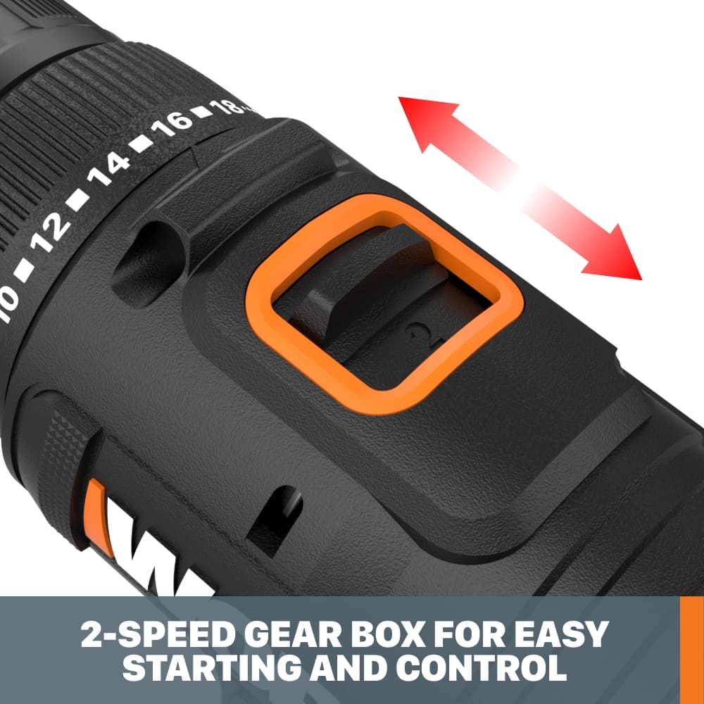 WORX - WX108L 20V PowerShare 1/2" Cordless Drill Driver (Batteries & Charger Included) - Black