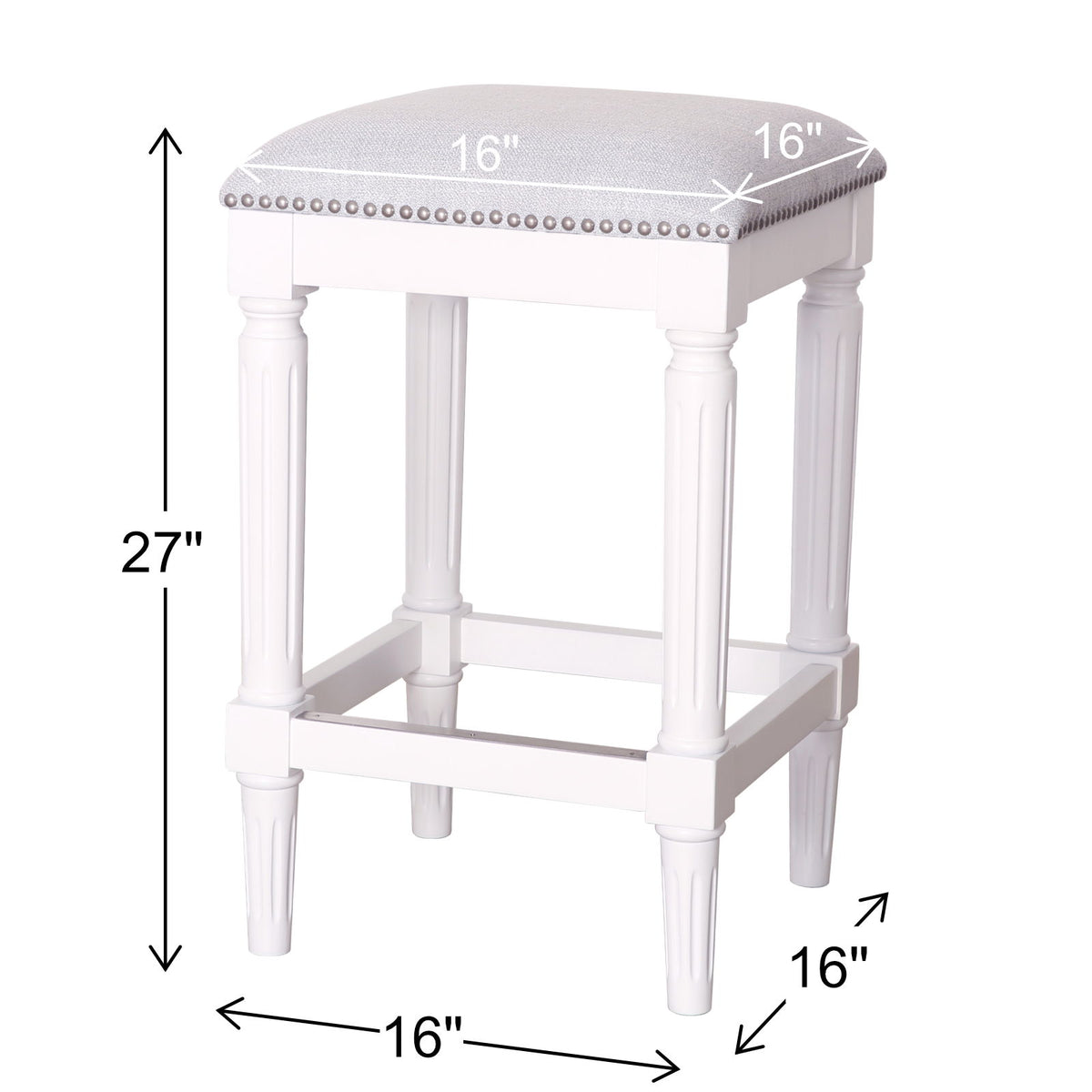Taburete cuadrado con asiento tapizado
